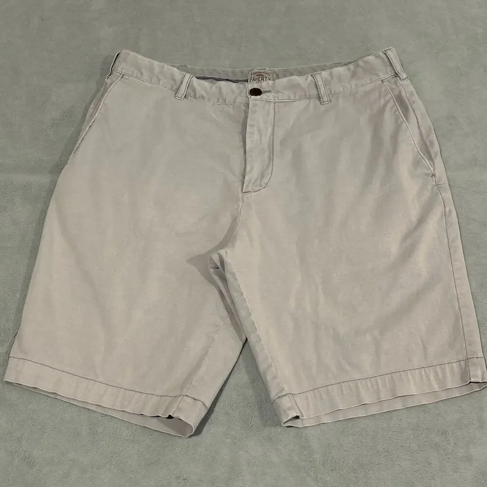 Faherty Shorts Mens 32x9 Cotton Casual Formal Light Wash Chino